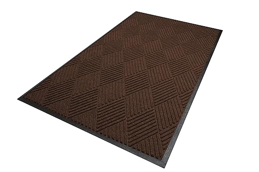 M+A Matting WaterHog Diamond | Commercial-Grade Entrance Mat with Rubber Border – Indoor/Outdoor, Quick Drying, Stain Resistant Door Mat (Dark Brown, 6' x 8')