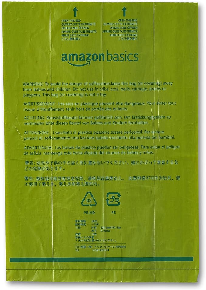 Amazon Basics Dog Poop Bags with Dispenser, 540 Count, Enhanced for Guaranteed Leakproof, Cucumber Scented, Includes Leash Clip