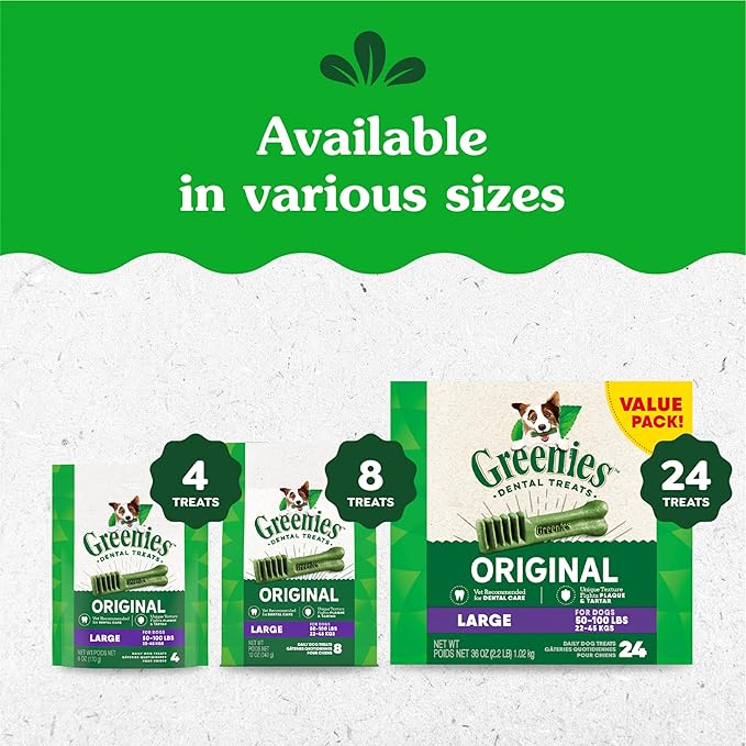 Greenies Original Large Dental Dog Treats, 6 oz. Pack (4 Treats)