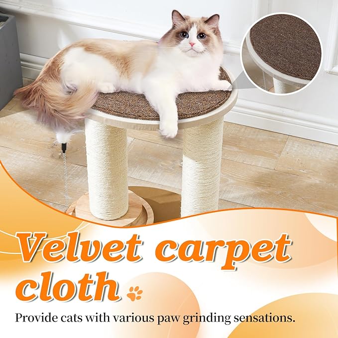 Wood Cat Tree Tower with Scratching Posts – Handmade Cat Condo for Indoor Cats – Cat Scratcher & Resting Platform – Stable & Stylish Cat Furniture