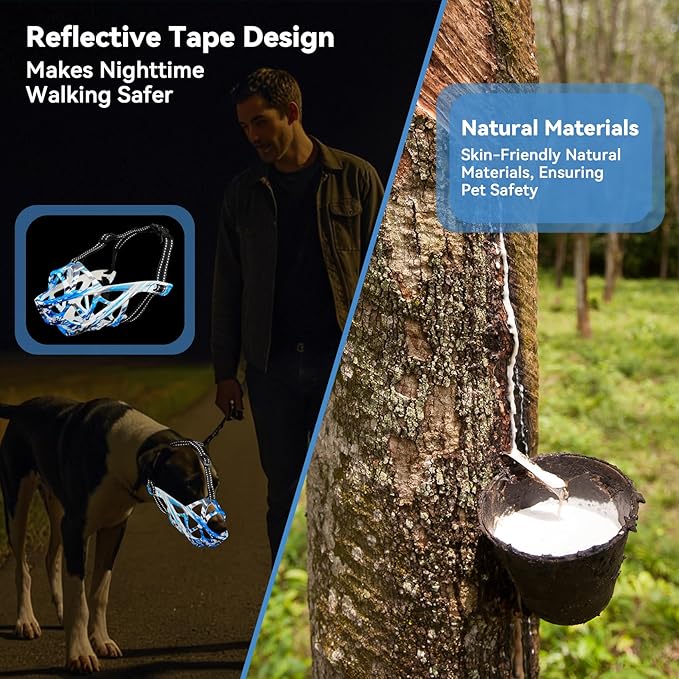 Dog Muzzle for Large Dogs, Breathable Basket Muzzles for Small, Medium and X-Large Aggressive Dog, Allows Panting Drinking, Suitable for Grooming Trimming Training (Camouflage Blue, S)