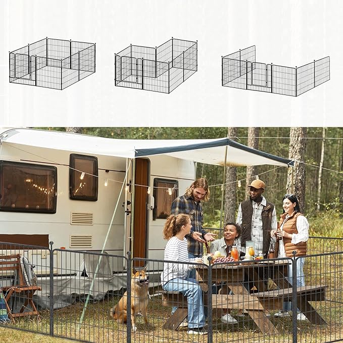 Dog Playpen 32 inch 32 Panels Indoor Outdoor Dog Pen for Medium/Small Dogs Heavy Duty Metal Dog Fence Outdoor for Yard, Puppy Playpen with Door Portable Pet Fence for RV Camping Yard