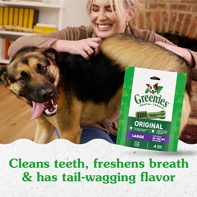 Greenies Original Large Dental Dog Treats, 6 oz. Pack (4 Treats)