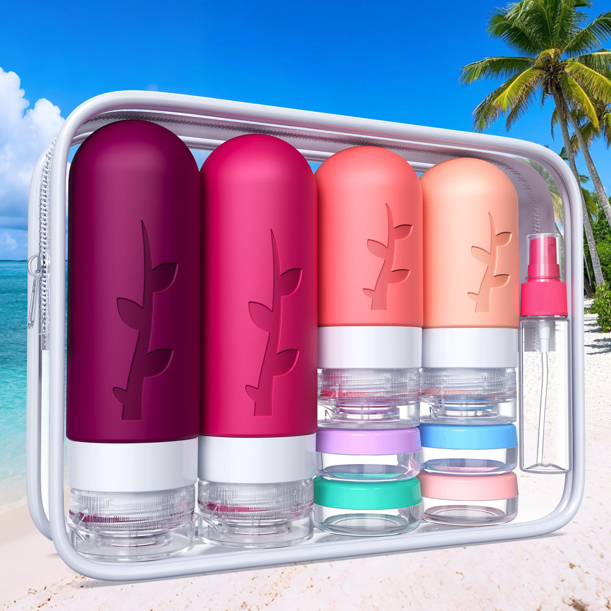 18pack Travel Bottles for Toiletries,TSA Approved Silicone Travel Containers for Toiletries,Leak Proof Refillable Liqus Shampoo And Conditioner travel Essentials toiletry Bottles