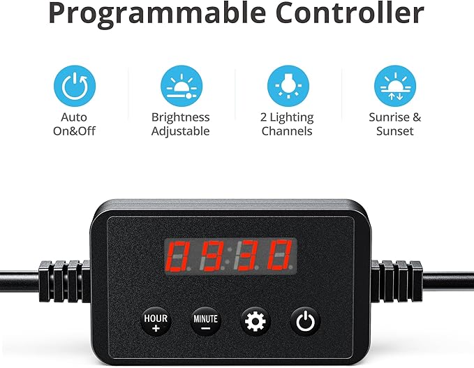NICREW ClassicLED Plus LED Aquarium Light with Timer, Planted Fish Tank Light 18 Watts for 24-30 Inch, Daylight and Moonlight Cycle