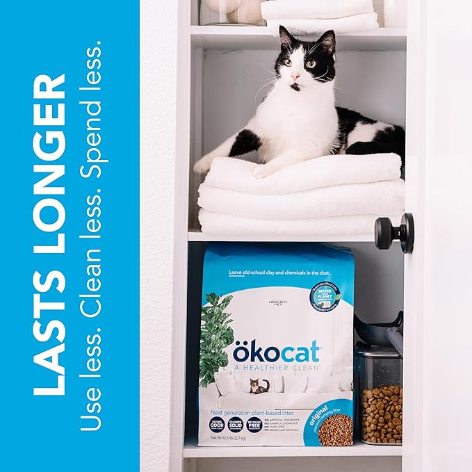 ökocat Original Wood Clumping Cat Litter, Unscented, 13.2 pounds - Natural Ingredients, Stops Odor, Clumps Solid, 99% Dust Free, Great for All Cats