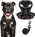 MIDOG No-Pull Dog Harness | Adjustable & Reflective Pet Harness Leash Set for Small Medium Large Dogs Walking, Training| No Choke, Front Clip, Soft Padded Vest with Easy Control Handle - Black, L