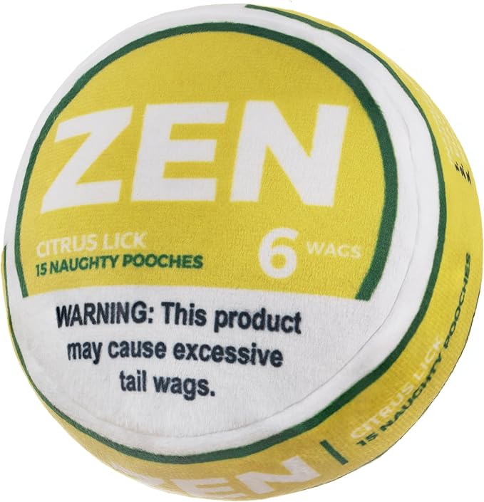 Zen Pupper Deckies Parody Dog Toy - Plush Squeaky and Crinkle Funny Dog Toy (Citrus Lick)