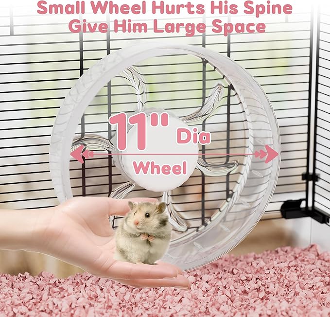 3-Tier Glass Hamster Tank, Large Hamster Cage Habitat with 11inch Big Running Wheel for Rat, Mouse, Gerbil, Syrian Hamster, 590 SQ INCHES