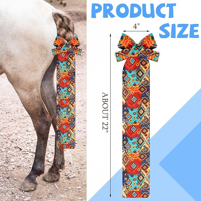 6 Pcs Horse Tail Bag Breathable Guard 22" Slip on Horse Care Tail Wrap 2 Strand Closure Straps Grooming Supplies to Keep from Dirt Breakage Rubbing 6 Designs(Aesthetic Style)