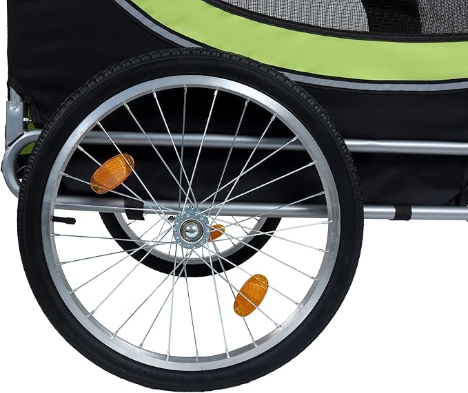 Blue-Grey Large Folding Bike Trailer for Dogs – Heavy-Duty Steel Frame, 66LB Capacity Pet Carrier for All-Terrain Cycling, Jogging & Camping Adventures!