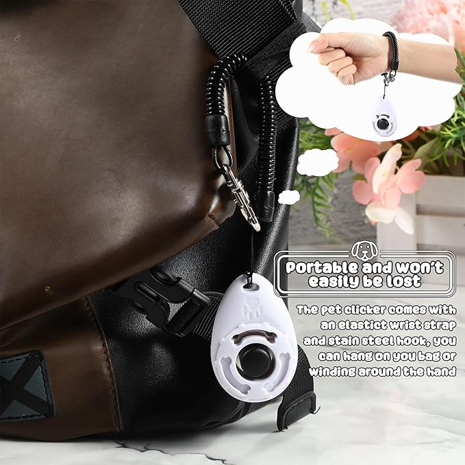 Frienda 18 Pieces Dog Training Clicker, Pet Behavioral Training Clickers with Wrist Strap for Dogs Cats Puppy Birds Horses (White)