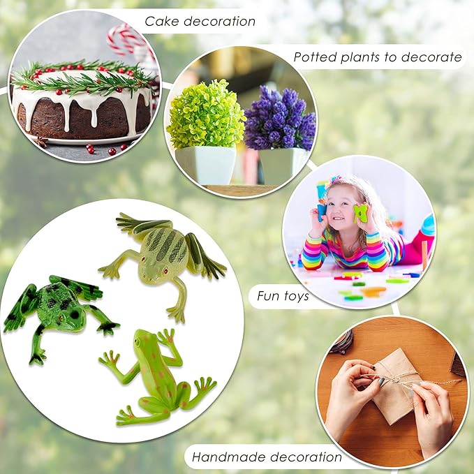 36 Pieces Plastic Frogs Toy Mini Vinyl Realistic Frog Decorations Fun Rain Forest Character Figures Lifelike Toy for Rana Crafting Party Supplies Home Decor Game