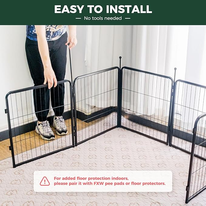 FXW Rollick Unleashed Dog Playpen for Indoor, Yard, RV Camping, 24 inch 48 Panels for Small and Puppy Dogs, Black│Patented