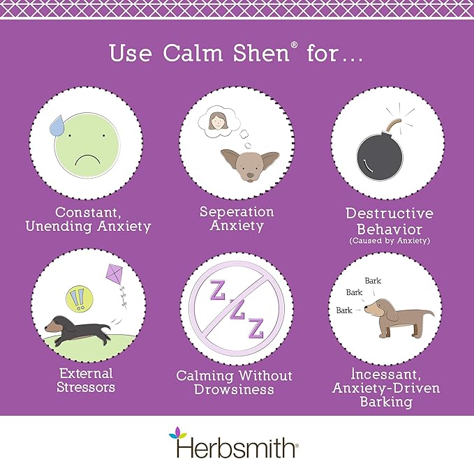 Herbsmith Calm Shen – Herbal Blend for Dogs & Cats – Natural Anxiety Remedy for Dogs & Cats – Feline and Canine Calming Supplement – 270 Tablets