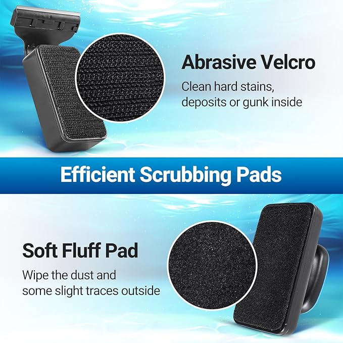 Aquarium Magnet Glass Cleaner, Magnetic Fish Tank Cleaner with Algae Scraper, Double Sided Cleaning Scrubber Brush with Handle, Titanium Blade, Self-Floating, Fit Max 1/4" Thick Glass, Medium