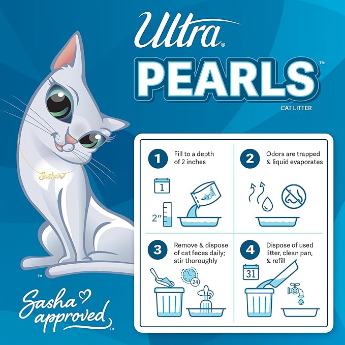 Ultra Pearls Cat Litter - 99.9% Dust Free, Low Tracking, Soft on Paws, Fragrance Free - 5 Lbs.