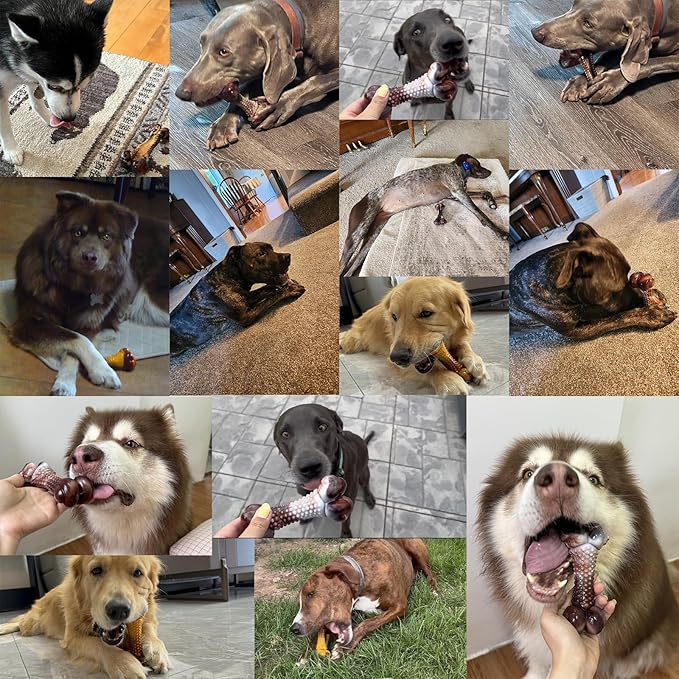 Dog Toys for Aggressive Chewers, Indestructible Dog Chew Toys for Large Medium Small Breed, Tough Nylon Interactive Durable Chew Toy Bone for Puppy Teething Toy Bacon Flavor, Best Gift&Keep Them Busy