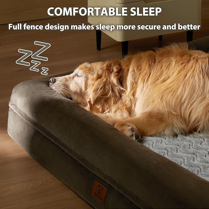 WNPETHOME XXL Extra Large Dog Bed, Washable Dog Couch with Removable Waterproof Cover, Orthopedic Large Pet Sofa Bed with Bolster Sides for Sleeping