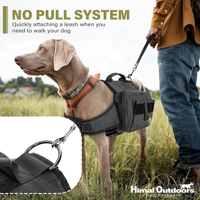 Himal Outdoors Dog Backpack & Saddle Bag, Tactical Hiking Backpack for Large Dogs with Side Pockets & Adjustable Strap