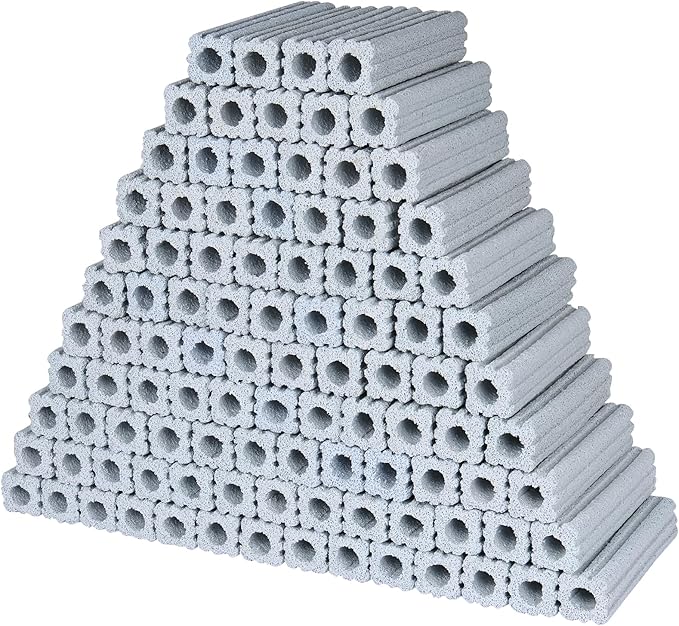 RealPlus Ceramic Bio Filter Media for Aquarium Sump Canister Pond Fish Tank, Vast Surface Area (6.2" Length / 90pcs)