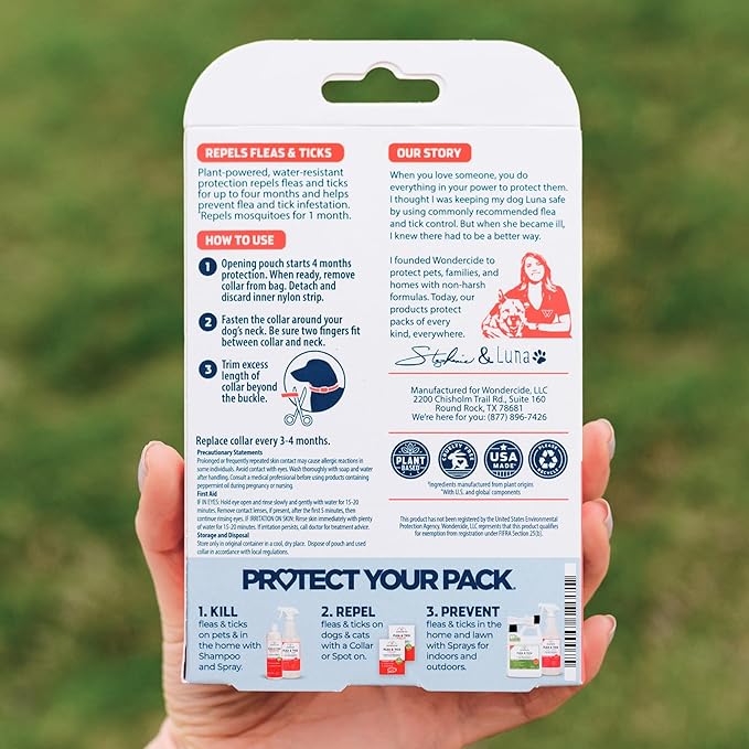 Wondercide Dog Collar - Flea, Tick, and Mosquito Repellent for Dogs - with Natural Essential Oils - Up to 4 Months Protection - Small Medium