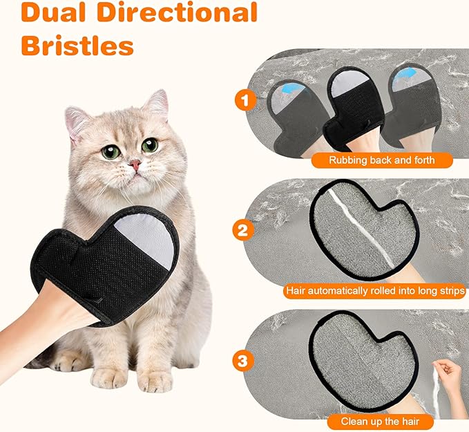 Pet Hair Removal Gloves, Electrostatic Pet Hair Remover Glove for Cats & Dogs