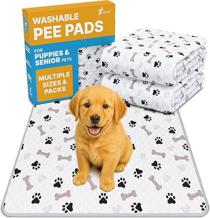 GREEN LIFESTYLE Washable Pee Pads for Dogs - Waterproof Reusable Puppy Pads with Anti-Slip Backing, Pet Training Pad for Puppy Playpen, Crate, Whelping Box, Potty Training (Pack of 40 - 34x36)