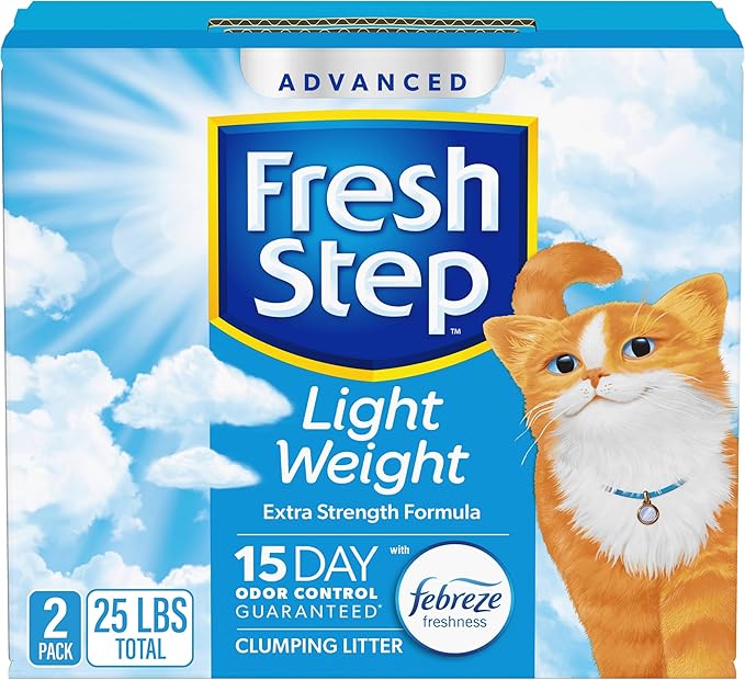 Fresh Step Light Weight Advanced Extreme Cat Litter with Febreze Freshness, Extra Strength Formula Clumping Litter, 25 lbs. (2 x 12.5 lb. Box)