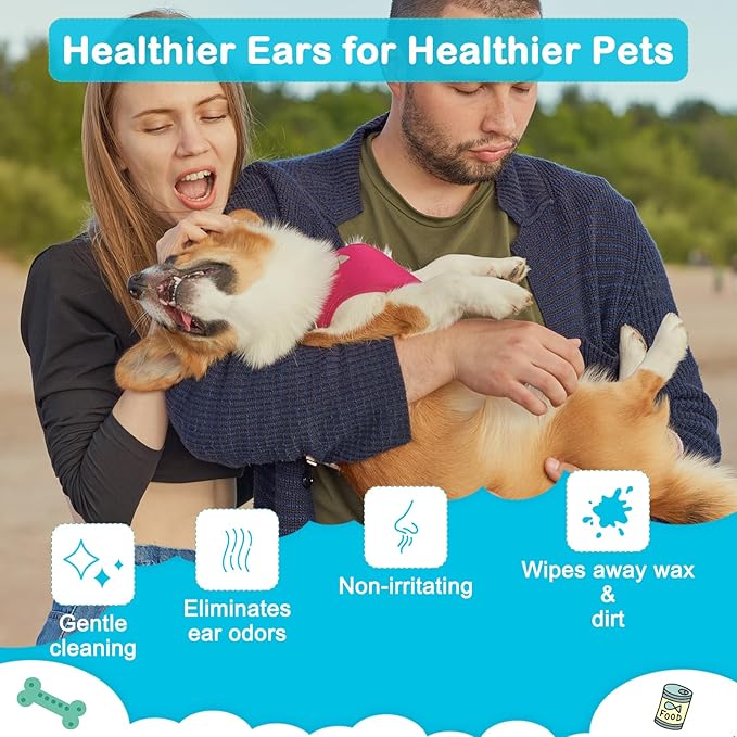 100 PCS Professional Dog Ear Cleaning Swabs - 6-inch Large Cotton Swabs, Gentle and Comfortable Bamboo Cotton Buds, Prevent Infections, Ideal Solution for Pet Ear Care (Long Tips)