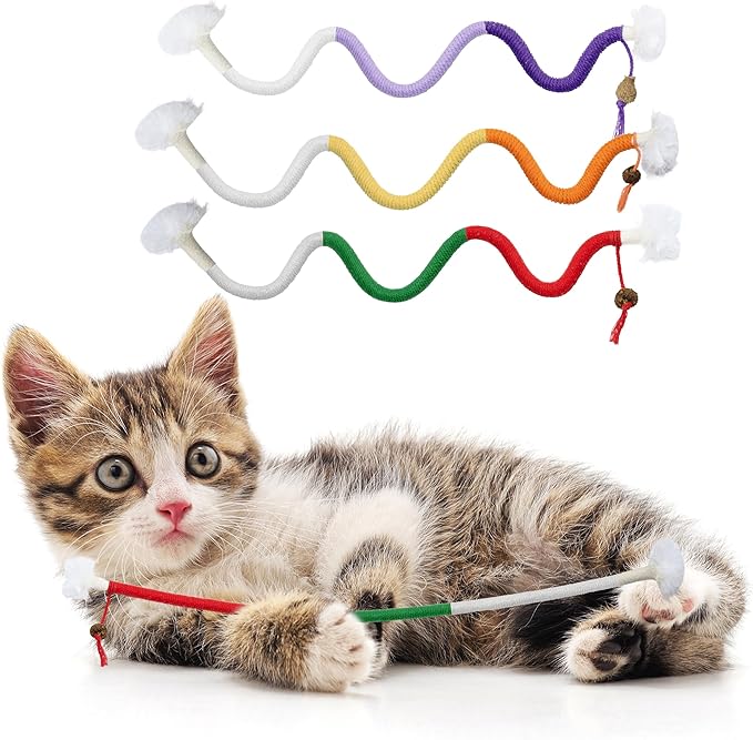 3pcs Safe Cat Rope Toy,Teeth Clean Toy for Cat, Cat Chew Toys for Indoor Cat,Kitten Interactive Toys