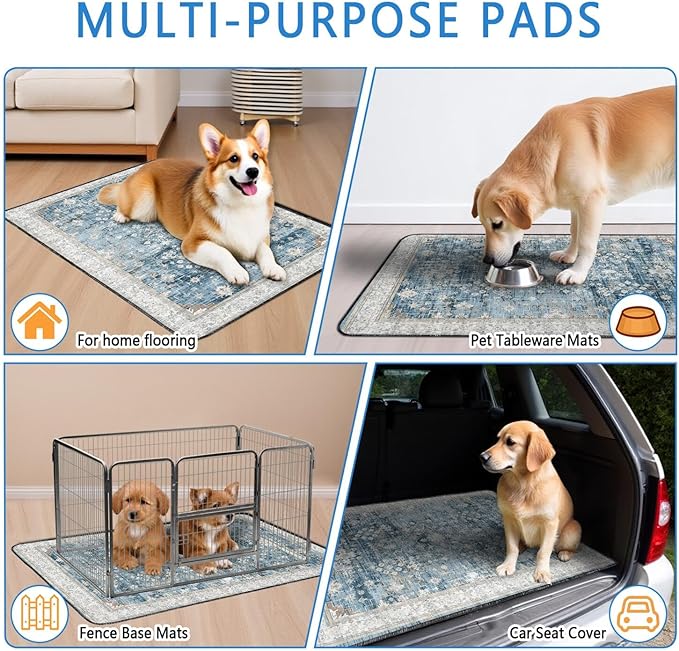 Washable Pee Pads for Dogs 2 Pack, Absorbent Reusable Puppy Pads Waterproof, Leakproof & Non-Slip Whelping Pad, Potty Training Pads for Dogs Playpen Mat 24x36