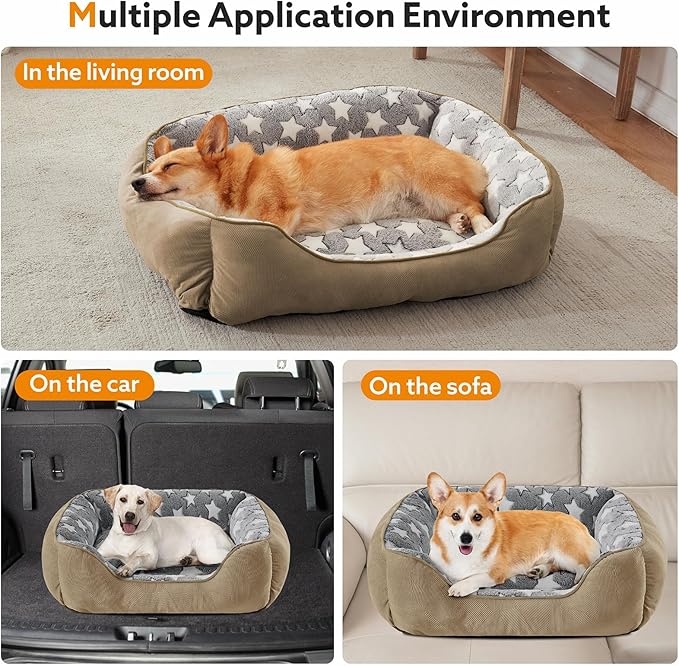 SIWA MARY Orthopedic Dog Bed Medium Size, Washable Waterproof Sofa With Non-Slip Bottom, Comfort for Medium Dogs, M(30"x24"x9") Brown
