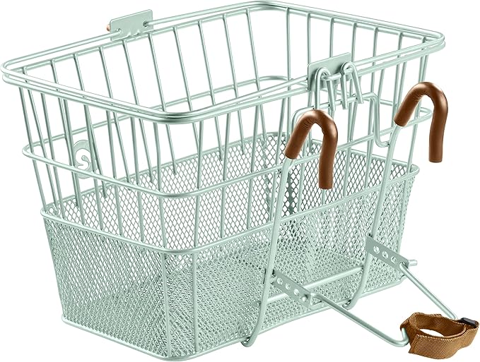 Retrospec Apollo Detachable Front Bike Basket Steel Half-Mesh with Integrated Detachable Hooks and Built-In Handle, Easy Assembly and Portability for Bicycles