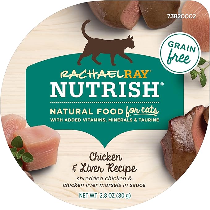 Nutrish Rachael Ray Grain Free Wet Cat Food, Chicken & Liver Recipe, 2.8 oz. Cup, 24 Count