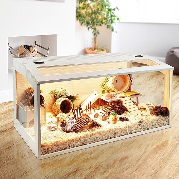Prolee Hamster Cage Chew Proof, Mice and Rat Habitat Openable Top with Acrylic Sheets, Hamster Habitat Solid Built (32”L x 16" W x 16" H)