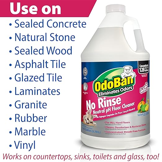 OdoBan Pet Solutions No Rinse Neutral pH Floor Cleaner Concentrate, Made in the USA, 1 Gallon, and Oxy Stain Remover, 32 Ounce Spray
