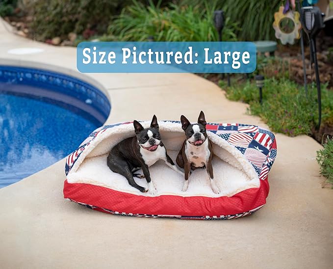Snoozer Pet Products Luxury Rectangle Cozy Cave, Wag Collection, Large, Starpatch Red Diamond