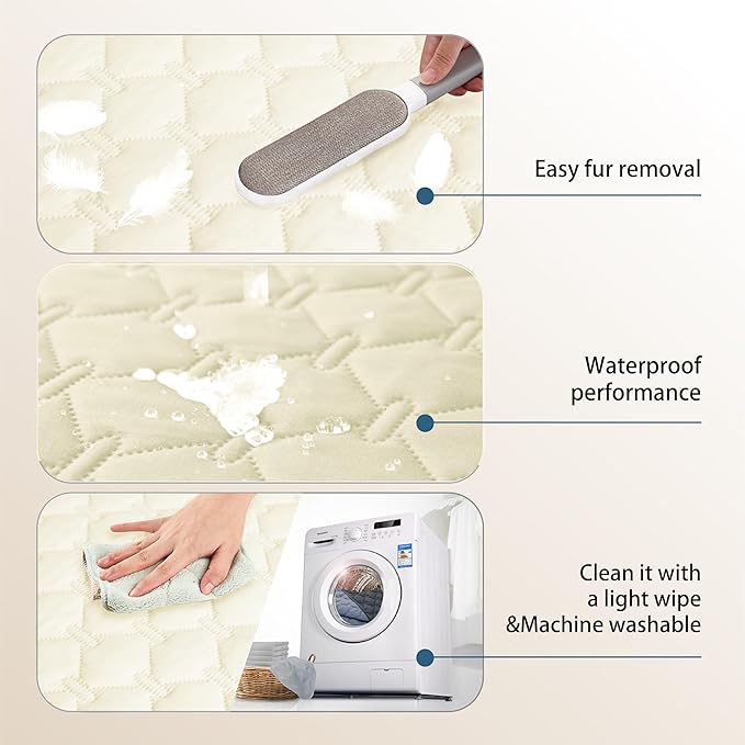 gogobunny 100% Double-Sided Waterproof Dog Bed Cover Pet Blanket Sofa Couch Furniture Protector for Puppy Large Dog Cat, Reversible (68x82 Inch (Pack of 1), Dark Cream/Light Cream)