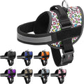 Dogline Dog Harness, Reflective No-Pull Adjustable Vest with Handle for Walking, Training, Breathable, No - Choke Harness for Small, Medium or Large Dogs Room for Patches Leopard Rainbow M 22"-28"