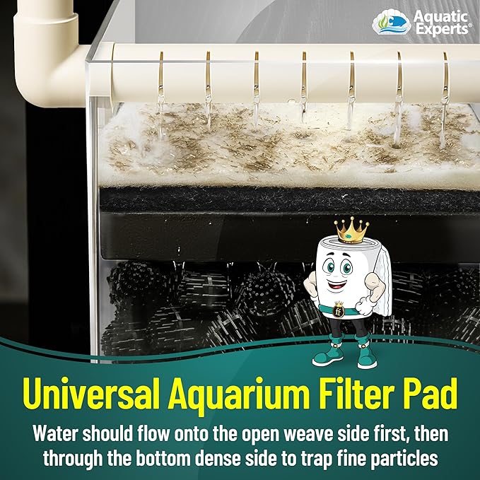 Aquatic Experts Aquarium Filter Floss for Fish Tank Filters - FilterFirst Aquarium Filter Pad - Media Roll for Crystal Clear Water, 12" x 12' x ¾ to ½ Thick