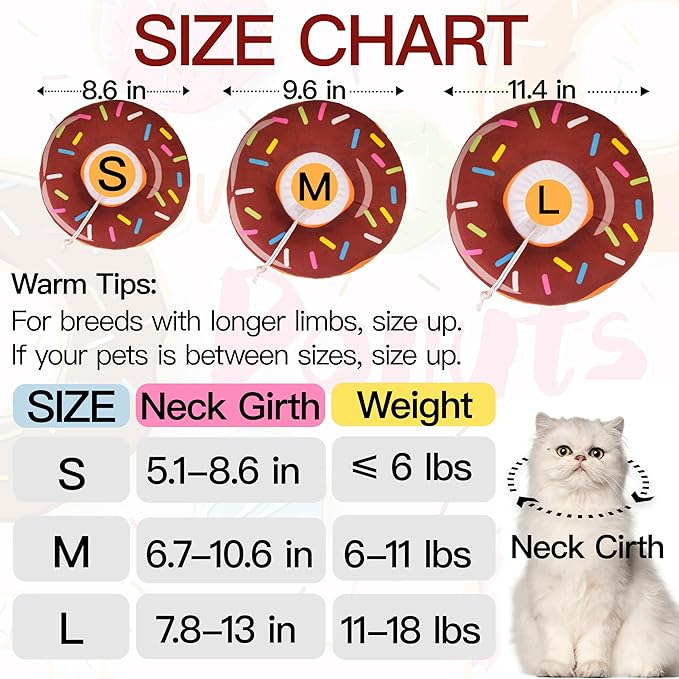 Cat Cone Collar Soft, Cute Cat Donut Collar After Surgery, Adjustable Kitten Recovery Cones to Stop Licking, Lightweight Neck Elizabethan Collars for Cats Kittens (Brown, Small)