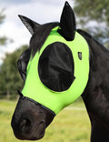 Harrison Howard Horse Fly Mask with Forelock Opening Stretch Breathable and Comfortable for Horses UV -Protection Fluorescent Yellow M
