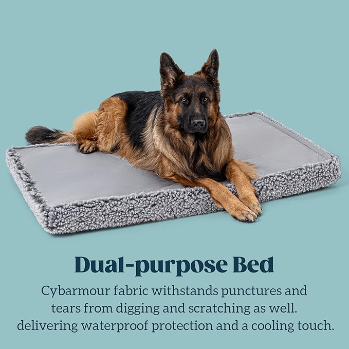 Stoutwool 4" Indestructible Dog Bed - Orthopedic Chew Proof Dog Crate Pad - Fluffy Kennel Mat for Aggressive Chewers - Ideal for Large Breeds & Fits 36-Inch Crate - 35"x22", Charcoal