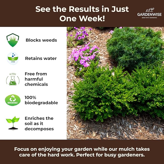 Premium Organic Wood Mulch for Gardens, Landscaping, Potted Plants, and Vegetable Gardens (0.3 CF - 8 L - 9 QTS)