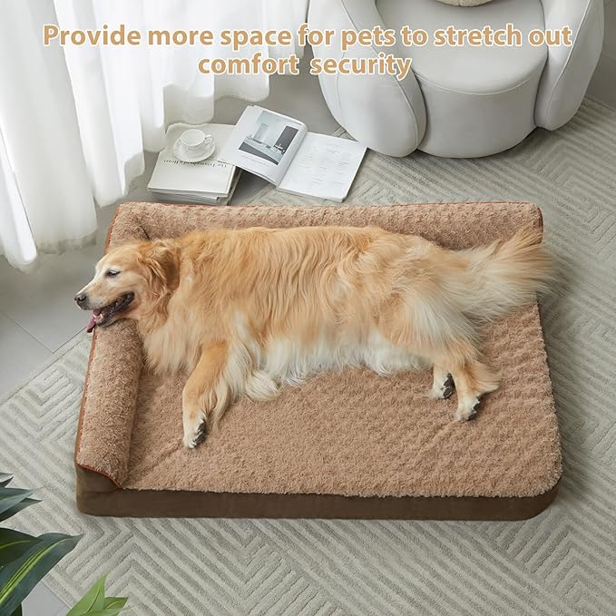 BFPETHOME Orthopedic XXL Dog Bed for Extra Large Dogs, Waterproof Sofa with Sides, Non-Slip Bottom and Egg-Crate Foam Couch Bed with Washable Removable Cover