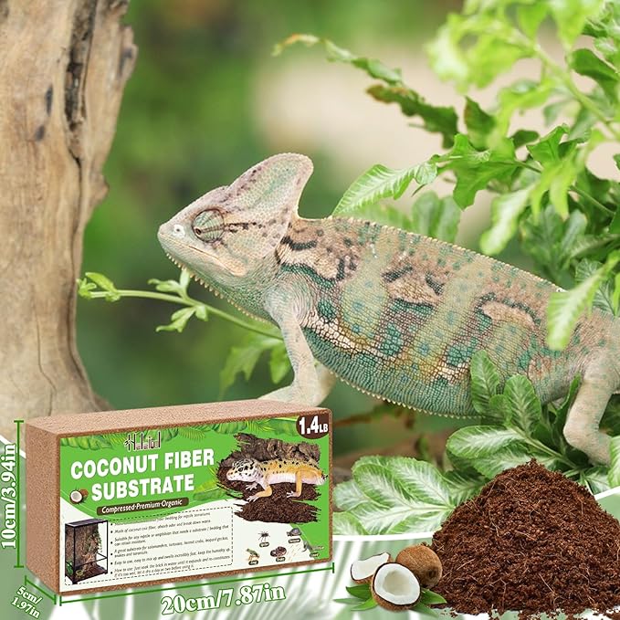 Halatool 2Pack Leopard Gecko Substrate Natural Coconut Fiber Substrate for Reptiles Premium Coco Husk Terrarium Bedding for Tortoise Habitat Snake Lizard Hermit Crab Tarantula Enclosure Worm Bin Frog