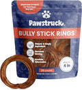 Pawstruck All-Natural 4" Bully Stick Rings for Dogs - Rawhide-Free, 100% Beef, Single Ingredient Dental Chew Bones - Fully Digestible, Low Odor - Bulk 25 Pack - Packaging May Vary