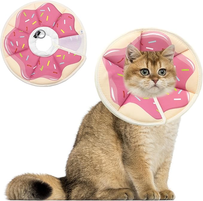 Soft Adjustable Cat Cone Collar, Comfortable Recovery Collar for Cats After Surgery (Pink, Small)