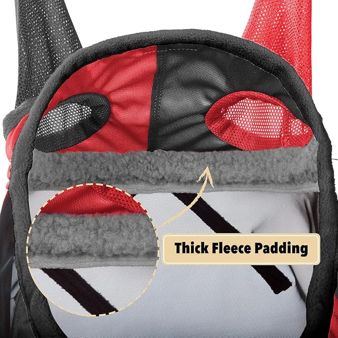 Harrison Howard Pro Luminous Horse Fly Mask Standard with Ears UV Protection for Horse Scarlet Red/Black Medium Cob